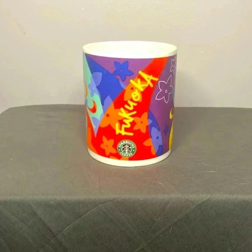 Starbucks Red Purple Blue Floral Graphic Ceramic Mug